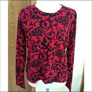 Soft Red Black Long-sleeved Pullover Sweater